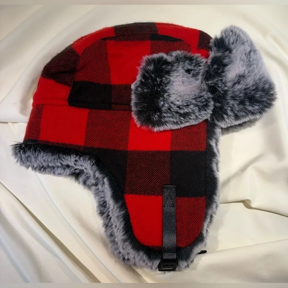 Red and Black Plaid Trapper Hat